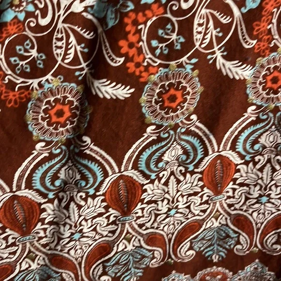 Rubber Ducky Productions, Inc. brown, blue,white,orange paisley tie backed dress - Picture 7 of 11